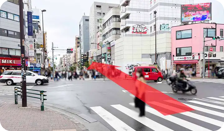 明洞ちびのり巻前の交差点の写真