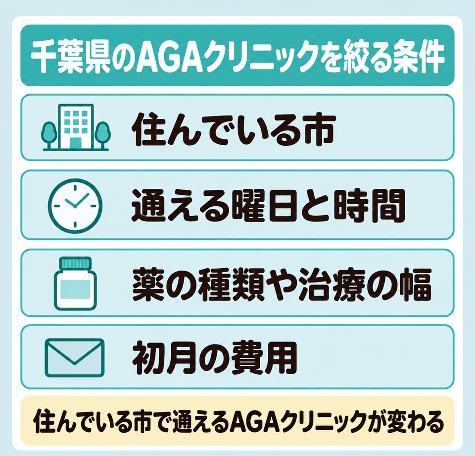千葉県のAGAクリニックを絞る条件は4つ