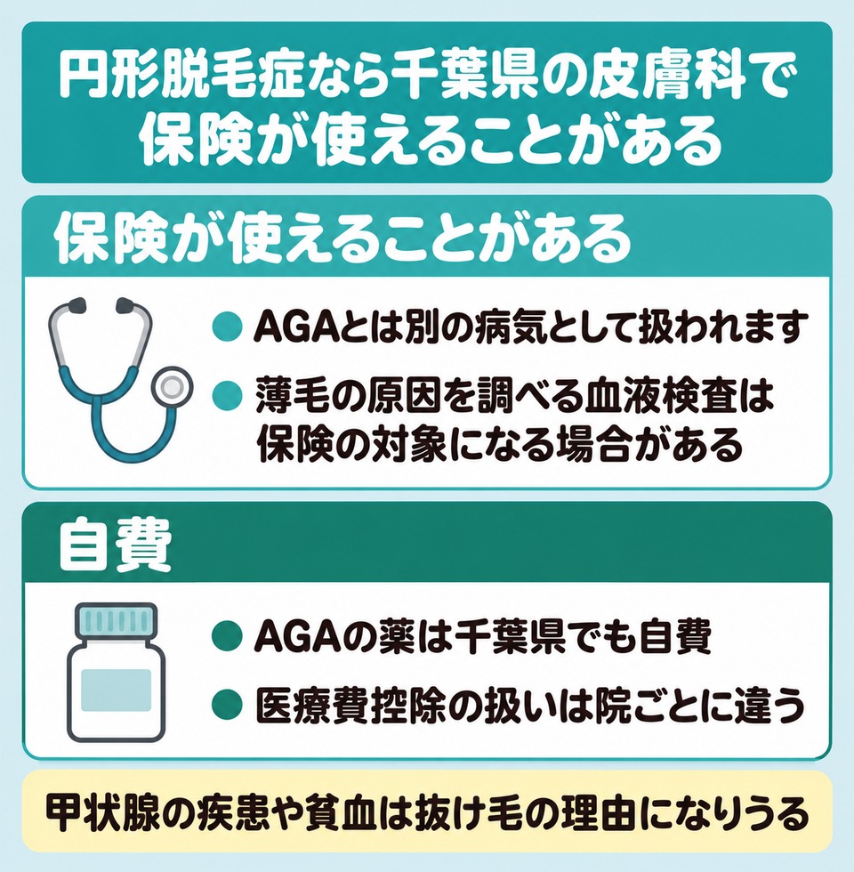 千葉県では円形脱毛症なら皮膚科で保険が使えることがある