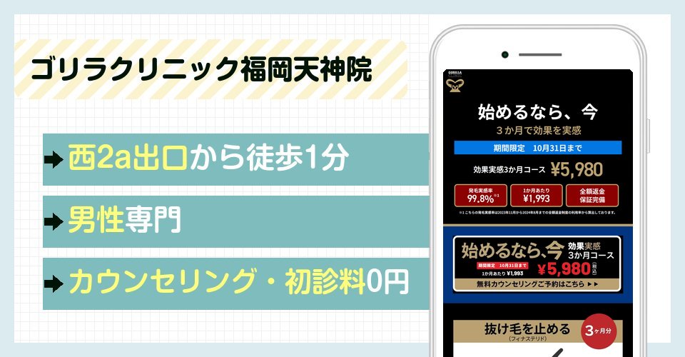 ゴリラクリニック福岡天神院の特徴まとめ