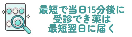 最短で当日15分後に受診でき薬は最短翌日に届く