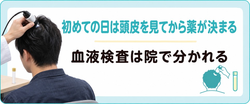 初めての日に頭皮を見てから薬が決まる流れを示した章の扉