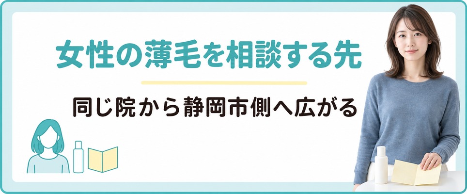 男女のどちらも診る院から相談先が静岡市側へ広がることを示した章の扉