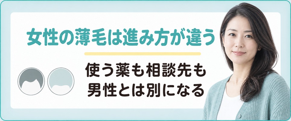 広島の女性の薄毛治療(FAGA)は使う薬も相談先も男性とは違う