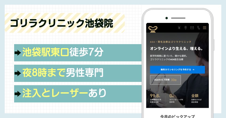 ゴリラクリニック池袋院の特徴まとめ