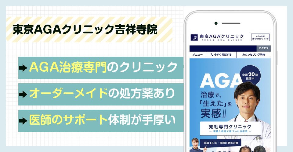 東京AGAクリニック吉祥寺院の特徴まとめ