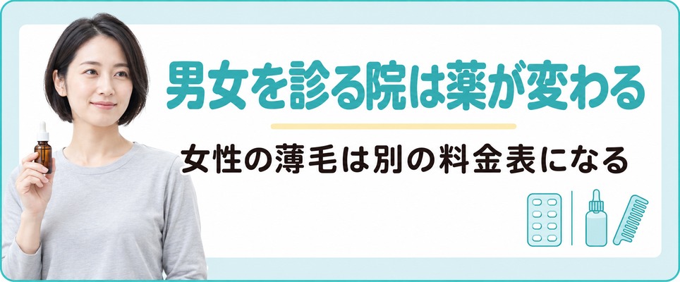 神戸で男女を診るAGAクリニックは女性の薄毛治療で使う薬が変わる