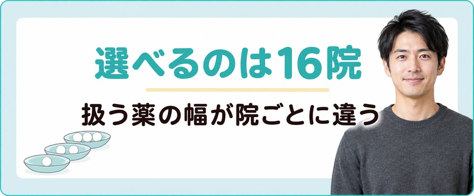 小倉と北九州で選べるAGAクリニック16院は扱う薬の幅が院ごとに違う