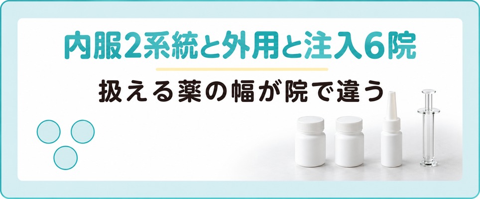 熊本の院が出すAGAの内服は2系統で外用はミノキシジル注入治療は6院が扱う