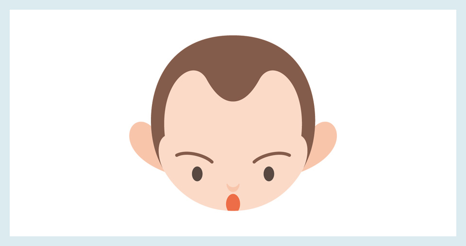 M字ハゲを頭頂部から映した男性のイラスト