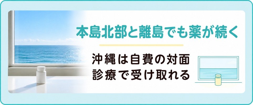 沖縄の本島北部と石垣島や宮古島ではAGAの薬を自費の対面診療で続けられる