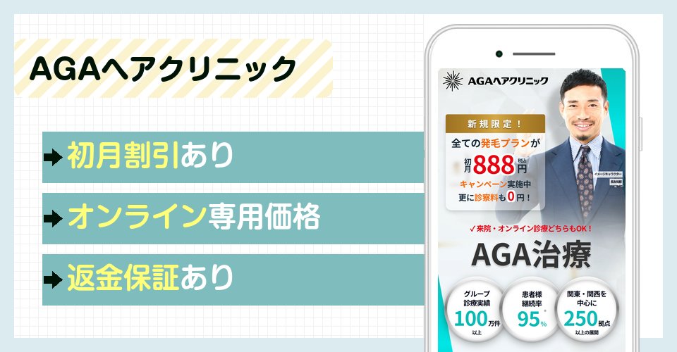 AGAヘアクリニックのAGAオンライン診療特徴まとめバナー