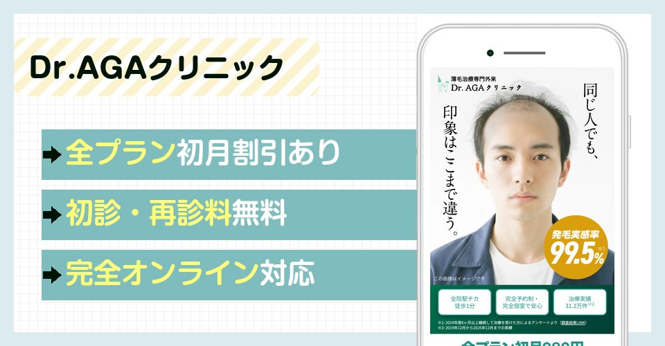 Dr.AGAクリニックのAGAオンライン診療特徴まとめバナー