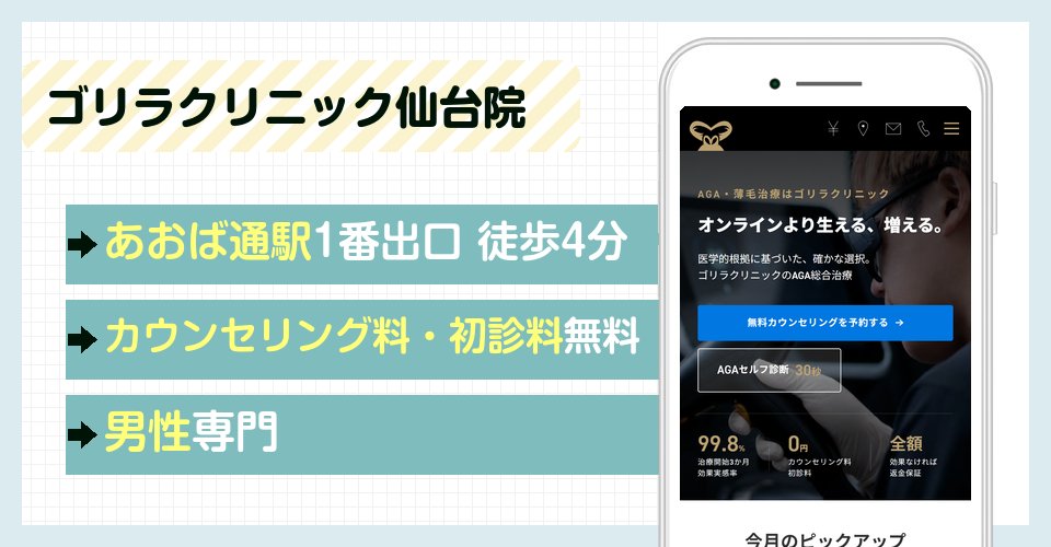 ゴリラクリニック仙台院の特徴まとめ