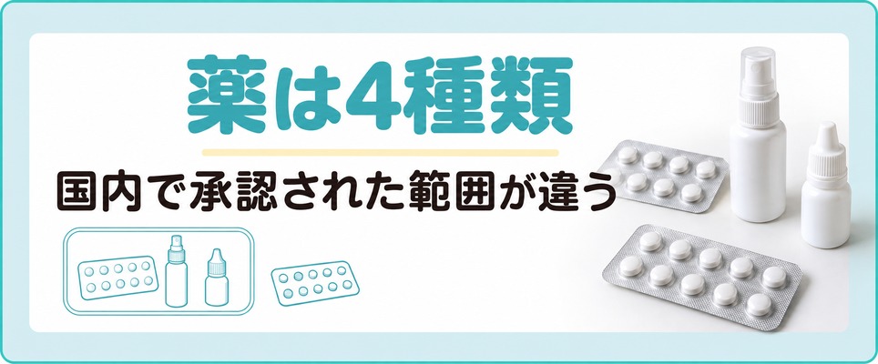 仙台のAGA治療で使う4種類の薬は国内で承認されている範囲が同じではない