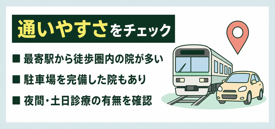クリニックへの通いやすさをチェックするポイント