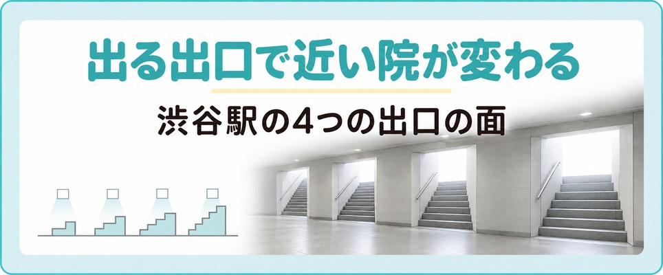 渋谷駅のどの出口から地上に出るかでAGA治療の院の近さが変わる