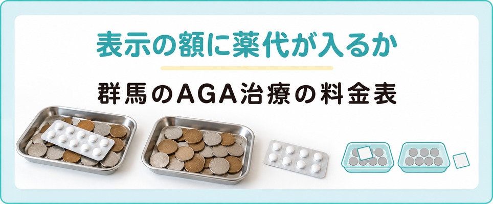 群馬のAGA治療は表示された額に薬代が入る院と入らない院がある