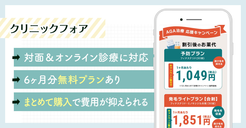 クリニックフォアのAGA治療ポイントまとめバナー