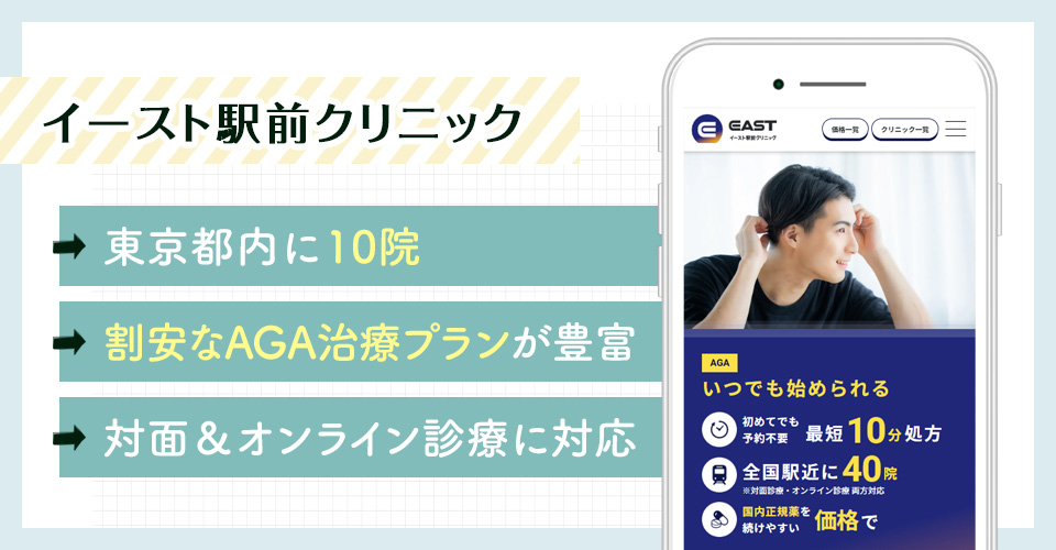 イースト駅前クリニックのAGA治療ポイントまとめバナー
