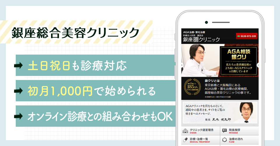 銀座総合美容クリニックのAGA治療ポイントまとめバナー