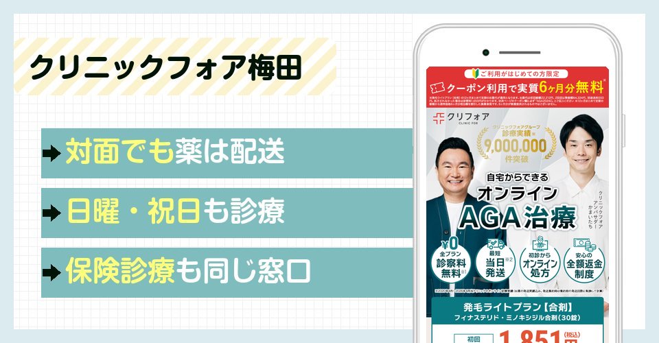 クリニックフォア梅田の特徴まとめ