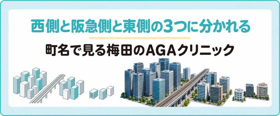 梅田のAGAクリニックは町名で西側と阪急側と東側に分かれる