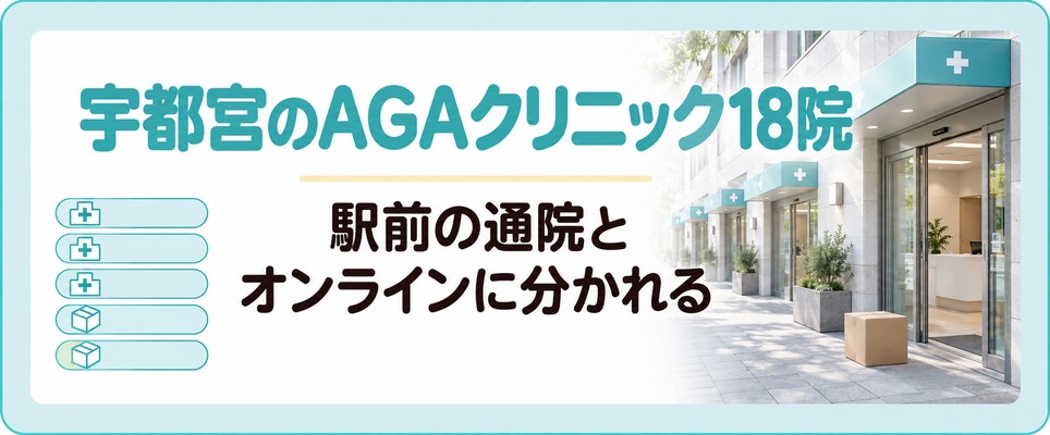 宇都宮の18院を駅前の通院とオンラインで見分ける