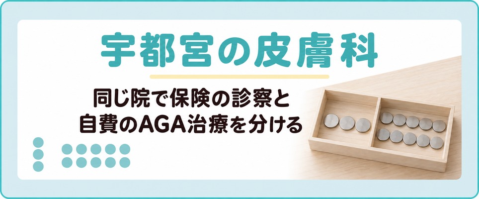 宇都宮の皮膚科で保険の枠と自費のAGAが分かれる形