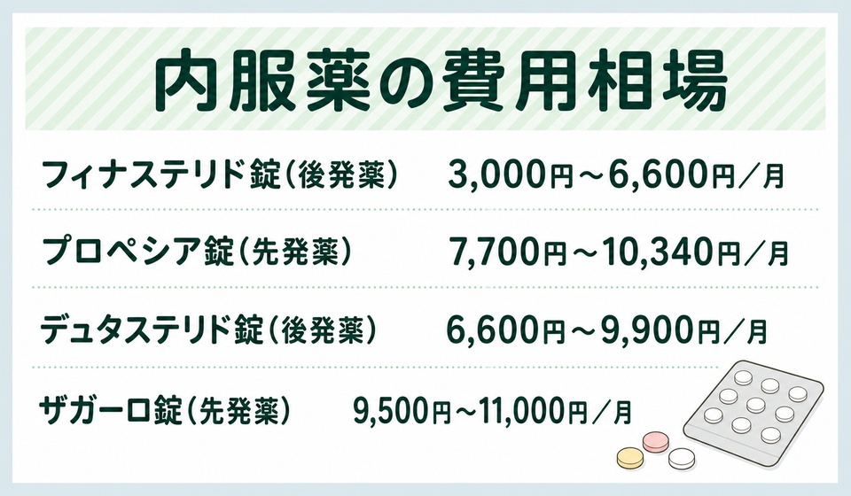 AGA内服薬の先発薬と後発薬の費用相場