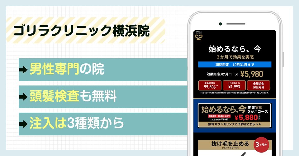 ゴリラクリニック横浜院の特徴まとめ