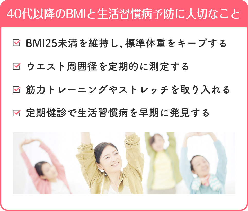 40代以降のBMIと生活習慣病予防に大切なこと