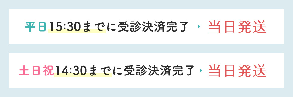 発送タイミングの一覧表