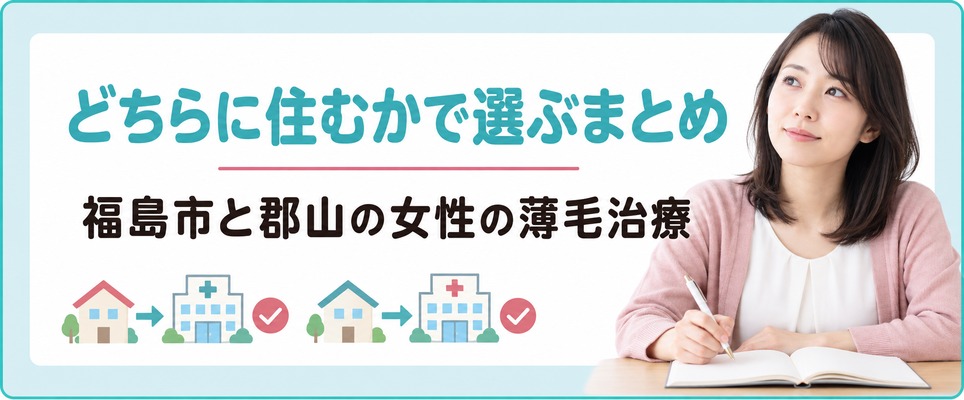 福島市と郡山のどちらに住むかで選ぶ女性の薄毛治療(FAGA)のまとめ