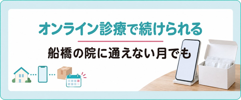 船橋の院に通えない月でも女性の薄毛治療(FAGA)をオンライン診療で続けられる