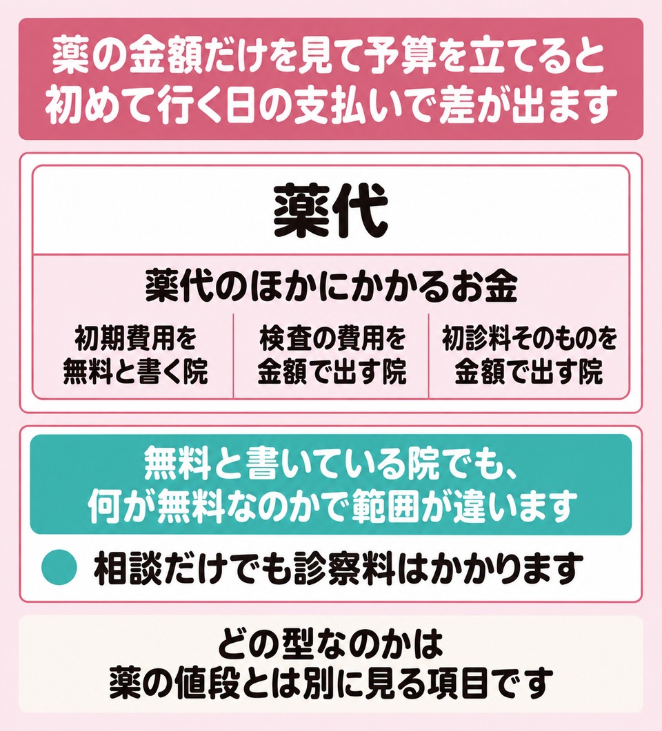 岐阜の院で薬代のほかにかかるお金の書き方