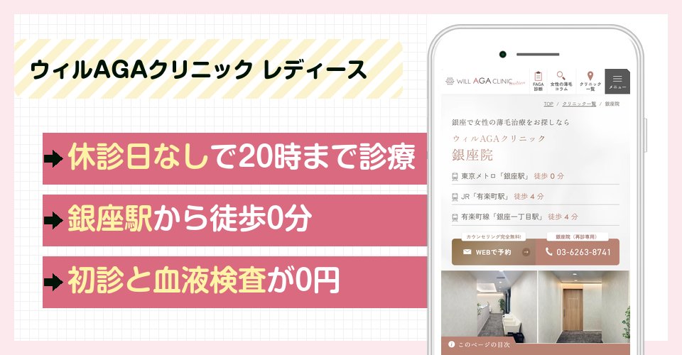 ウィルAGAクリニックレディース銀座院の特徴まとめ