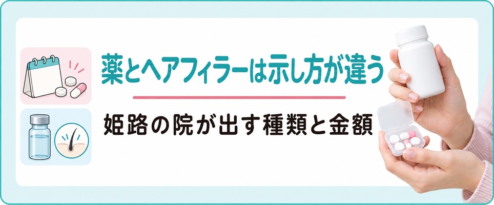姫路の院が出す女性の薄毛の薬と頭皮に入れるヘアフィラーは種類と金額の示し方が違う