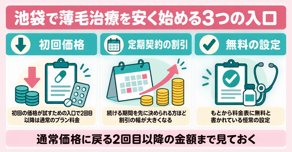 池袋で薄毛治療を安く始める3つの入口