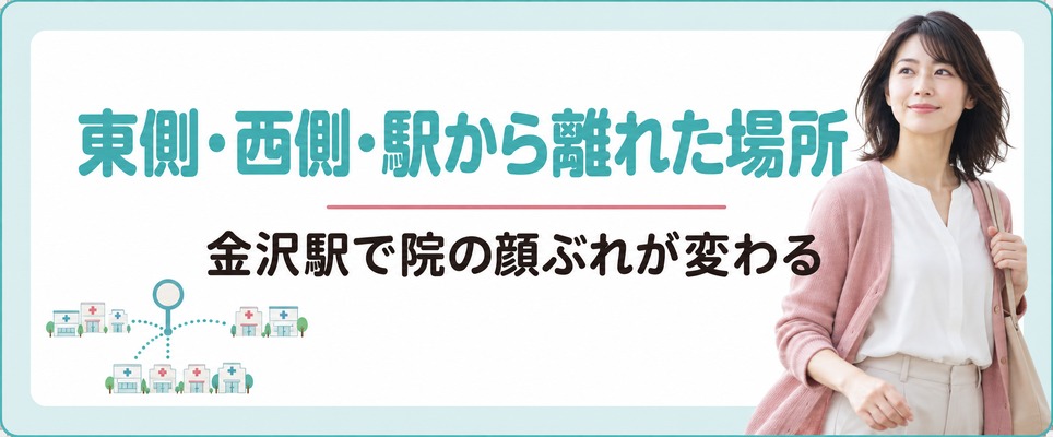 金沢駅の東側・西側・駅から離れた場所で女性の薄毛を診る院の顔ぶれが変わる
