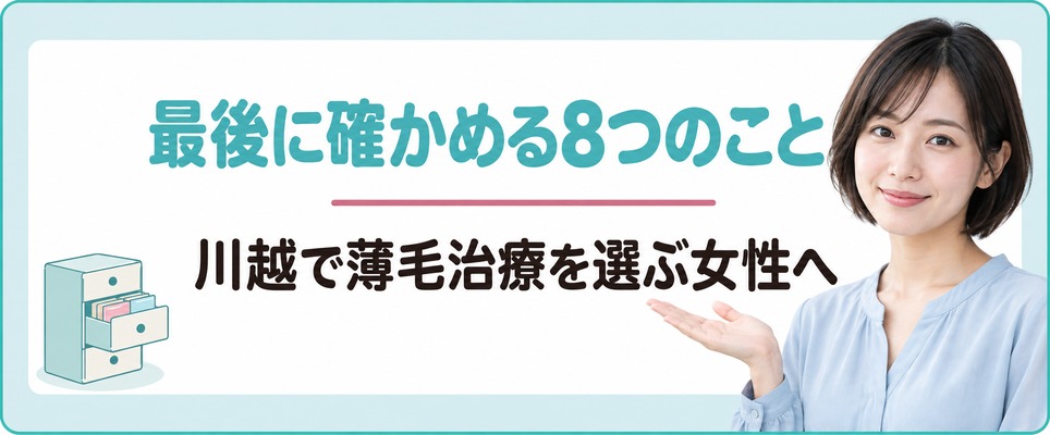 川越で薄毛治療(FAGA)を選ぶ女性が最後に確かめる8つのこと