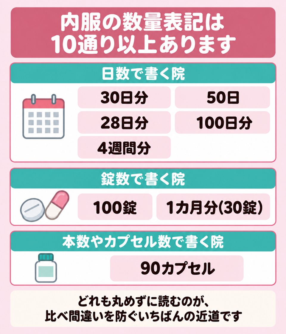 吉祥寺・三鷹の料金表に出てくる薬の数え方