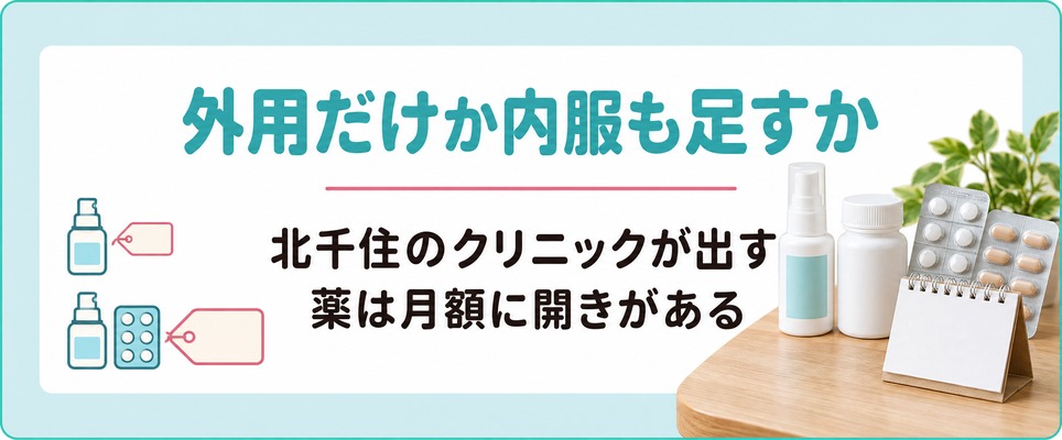 北千住のクリニックが女性の薄毛に出す薬は外用だけか内服も足すかで月額に開きがある