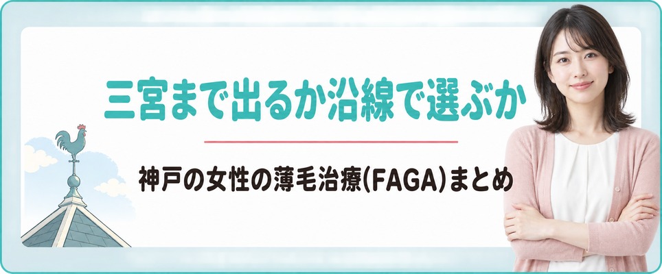 三宮まで出るか住んでいる沿線で選ぶかで見た神戸の女性の薄毛治療(FAGA)まとめ