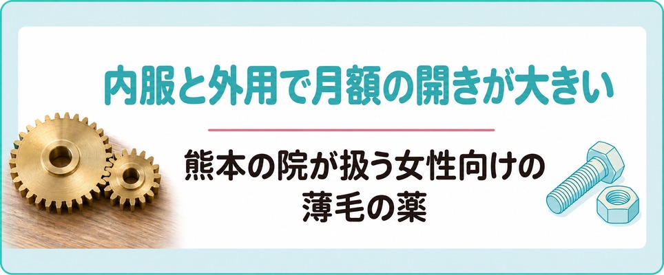 熊本の院が扱う女性向けの薄毛の薬は内服と外用で月額の開きが大きい