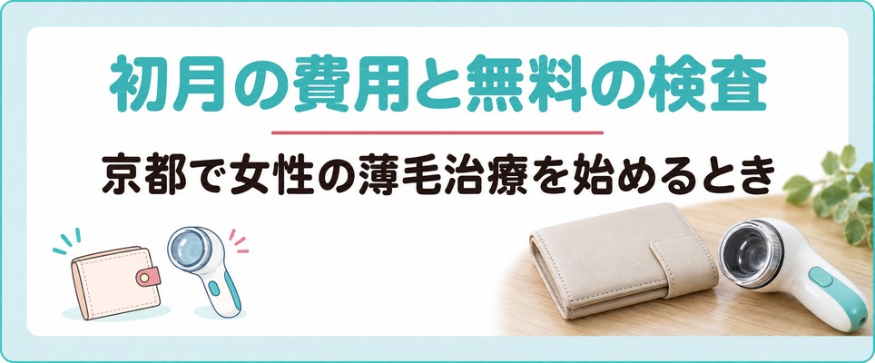 京都で女性の薄毛治療の初月にかかる費用と無料で受けられる検査