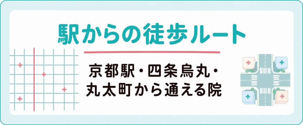 京都駅・四条烏丸・丸太町などから女性の薄毛を診るクリニックまでの徒歩ルート