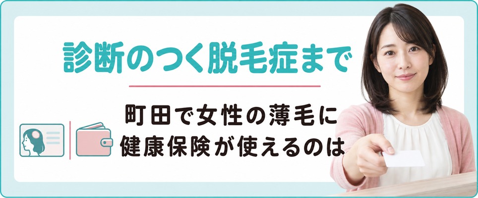 町田で女性の薄毛に健康保険が使えるのは円形脱毛症など診断のつく脱毛症まで