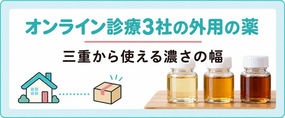 三重から使うオンライン診療3社は女性用の外用ミノキシジルを1%から15%まで扱う