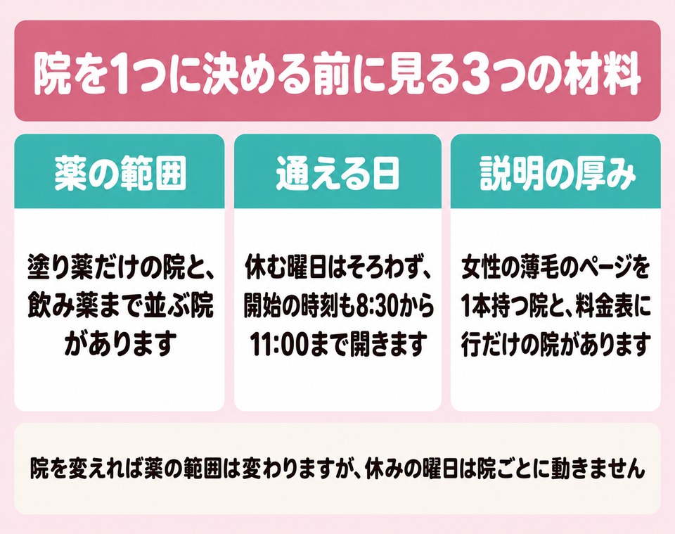 院を1つに決める前に見る3つの材料と食い違ったときの決め方